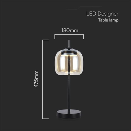 LED Designer Table Lamp – Metal & Glass, 3000K Amber