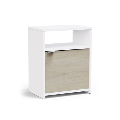 1-Door 1-Drawer Bedside Chest – Matt White & Oak