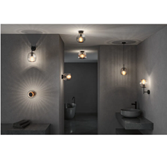 Bathroom Wall Light 20W Dimmable Glass/Black Matt