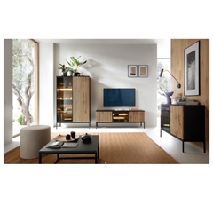 Sideboard 3 Doors - Wotan Oak and Black