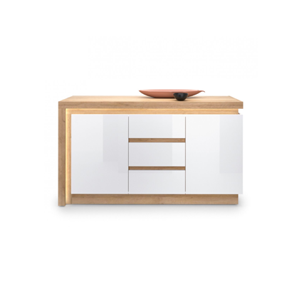 Sideboard 2 Doors 3 Shelves – Riviera Oak Light & White High Gloss