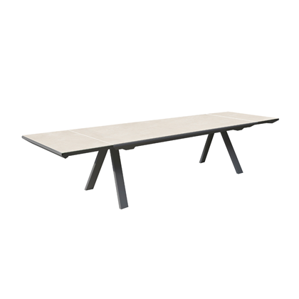 Extendable Dining Table 240-350x100 cm - Dark Grey & Beige