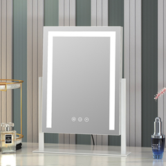 LED Makeup Mirror with Rotatable Base in White