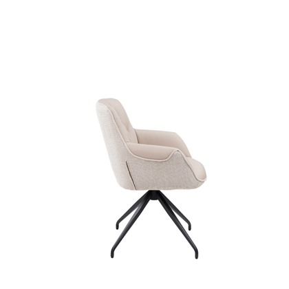 Swivel Dining Chair – Leather & Fabric Light Grey