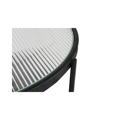 Coffee Table – Ribbed Glass & Wood Veneer