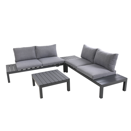 Aluminum Corner Sofa Set of 4 - Dark Grey