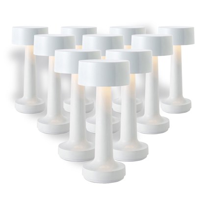 10x White Portable Lamps Set