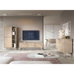 Sideboard 3 Drawers - Chevron Scandi & Beige