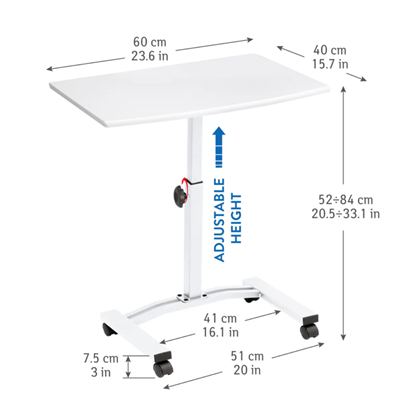 Adjustable Mobile Laptop Table – White