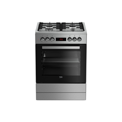 Beko Cooker Dual Fuel Black & Steel - Gas Hob & Electric Oven