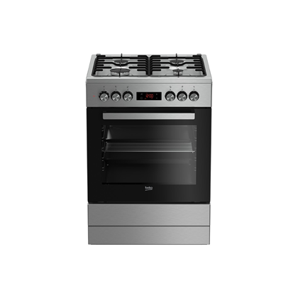 Beko Cooker Dual Fuel Black & Steel - Gas Hob & Electric Oven