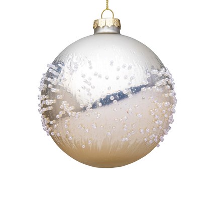 Adorn Champagne White Glass Ball 10cm