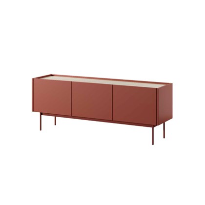 TV Cabinet –  Ceramic Red & Linea Oak
