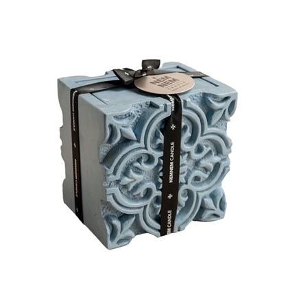 Large Square Jar Blue Cotton Flower