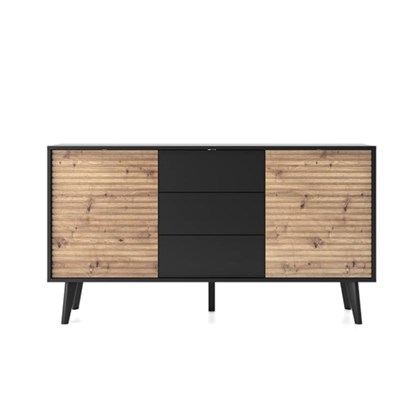 Sideboard 2 Door 3 Drawers – Black & Oak