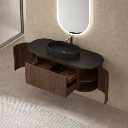 Bathroom Vanity – Black Sintered Stone Top with Mirror