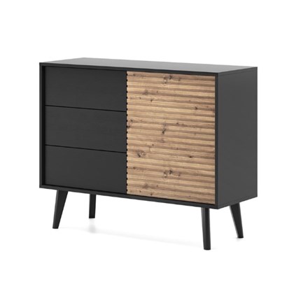 Sideboard 1 Door 3 Drawers – Black & Oak