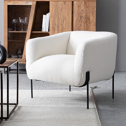 Claudine White Boucle Armchair