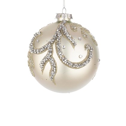 Droplet Pearl White Glass Ball 8cm