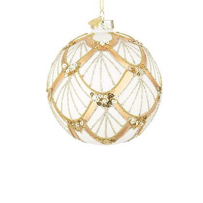 Lux Gold White Champagne Ball 8cm