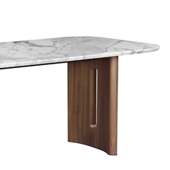 Dining Table 179.5x89.5x75 cm - Ceramic Marble Top with Walnut Base