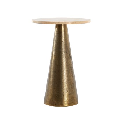 Side Table Travertine Sand Antique Gold M
