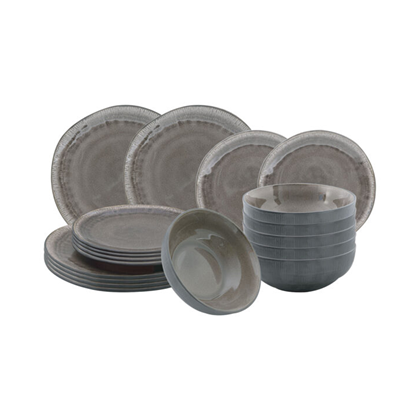 Dinner Set Samos Reactive Glaze Dark Brown 18-pcs