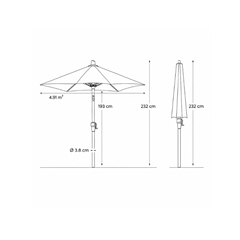 Parasol D250cm – Taupe Fabric and Anthracite Grey Frame