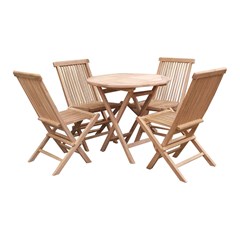 Teak Folding Round Table Set of 5