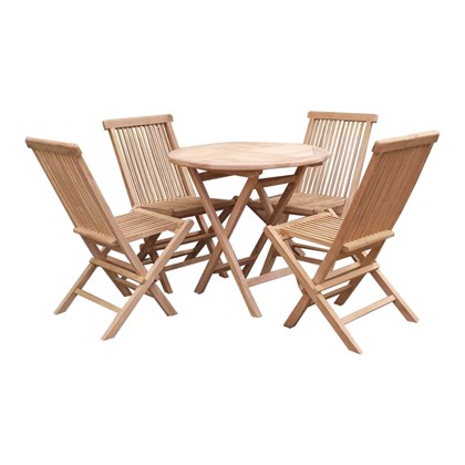 Teak Folding Round Table Set of 5