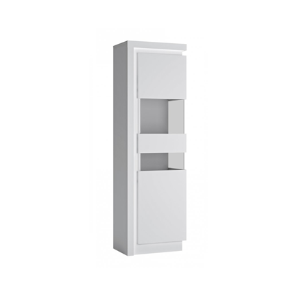 High Display Cabinet 1 Door – White Alpin & White Glass (Right Hand)
