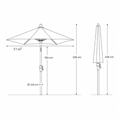 Round Parasol D300 cm – Taupe Fabric and Teak Look Frame