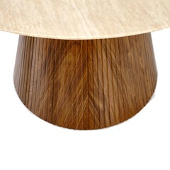 Travertine Round Dining Table - Walnut Base (4-Seater)