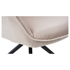 Swivel Dining Chair – Leather Taupe & Light Grey Fabric
