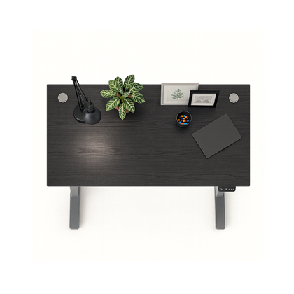 Desk with Black Panel and Height Adjustable Legs