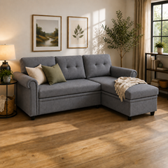 Reversible Corner Pullout Sofa Bed 3 Seater – Dark Grey
