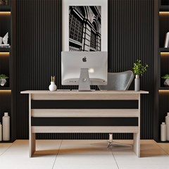 Office Desk Oak Larex Black