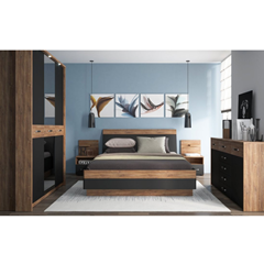 Bed 140 – Stirling Oak & Black Matt