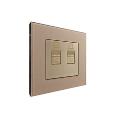 2 Gang PC Outlet Gold Temp Glass