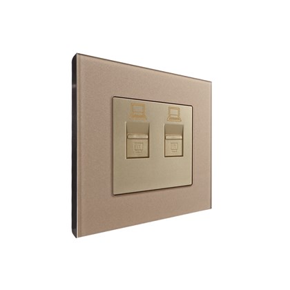 2 Gang PC Outlet Gold Temp Glass