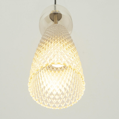 Pendant Light – Antique Brass/Clear & Figured Glass