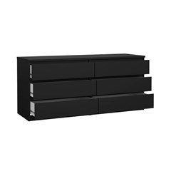 Black Naia Double Dresser with  6 Drawers