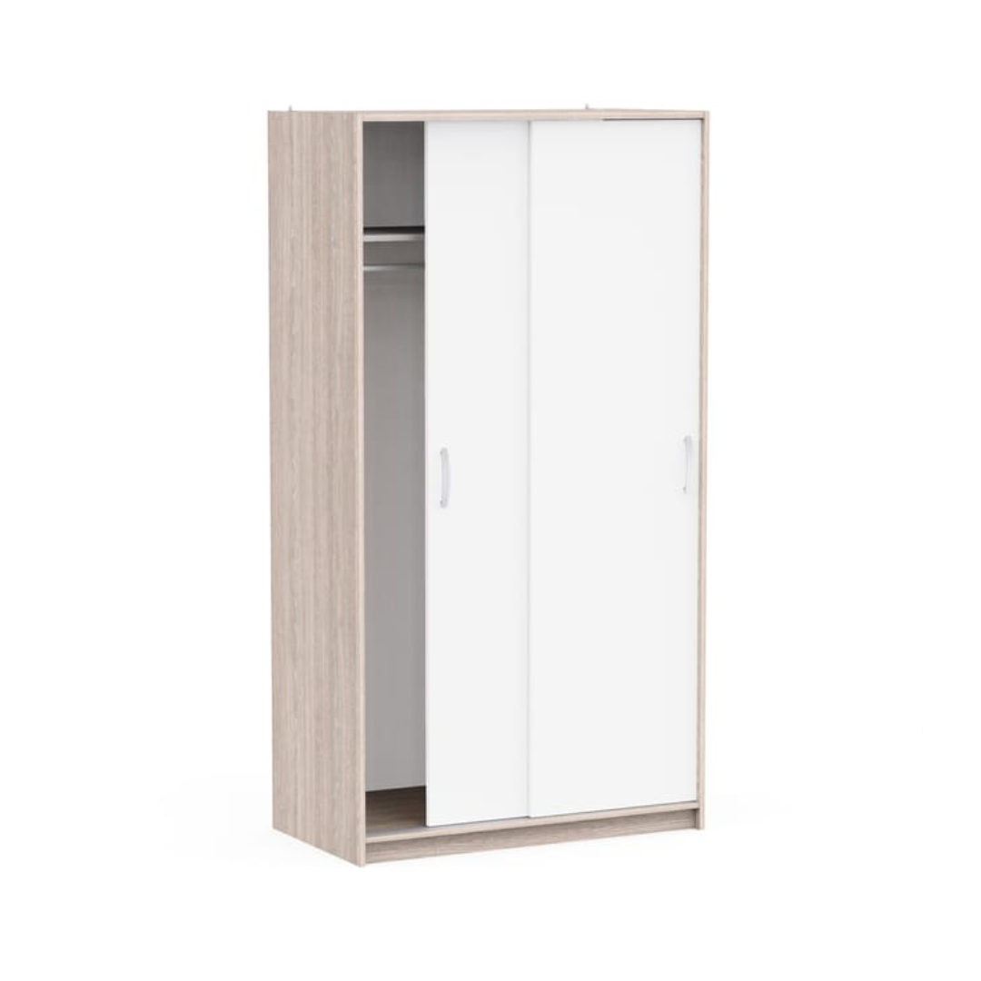2 Sliding Door Wardrobe – Shannon Oak & Pearl White