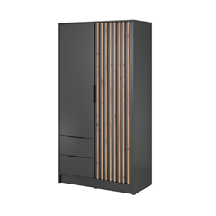 Wardrobe 2 Doors 2 Drawers – Oak & Graphite