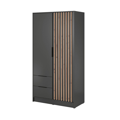 Wardrobe 2 Doors 2 Drawers – Oak & Graphite