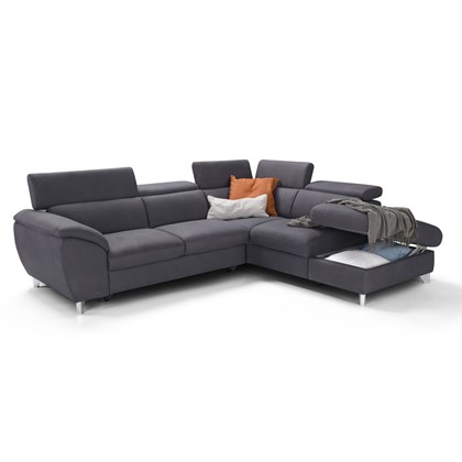 L-Shape Sofa Bed Adjustable Headrests and Container