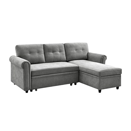 3 Seater Sofa Bed with Storage - Grey