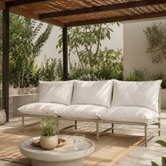 Aluminium 3-Seater Modular Sofa – Green/Grey & White