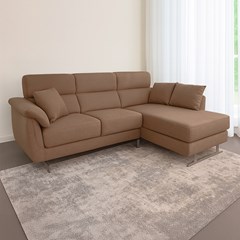 3-Seater Sofa Right Chaise Longue - Brown