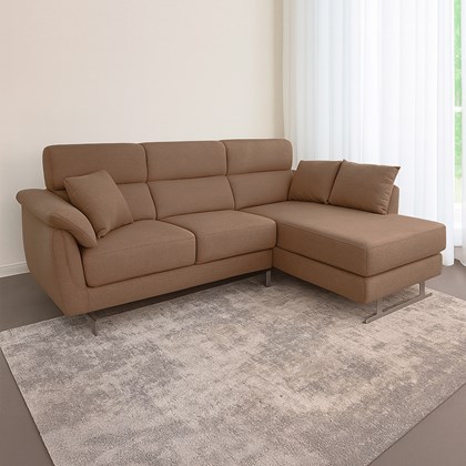 3-Seater Sofa Right Chaise Longue - Brown